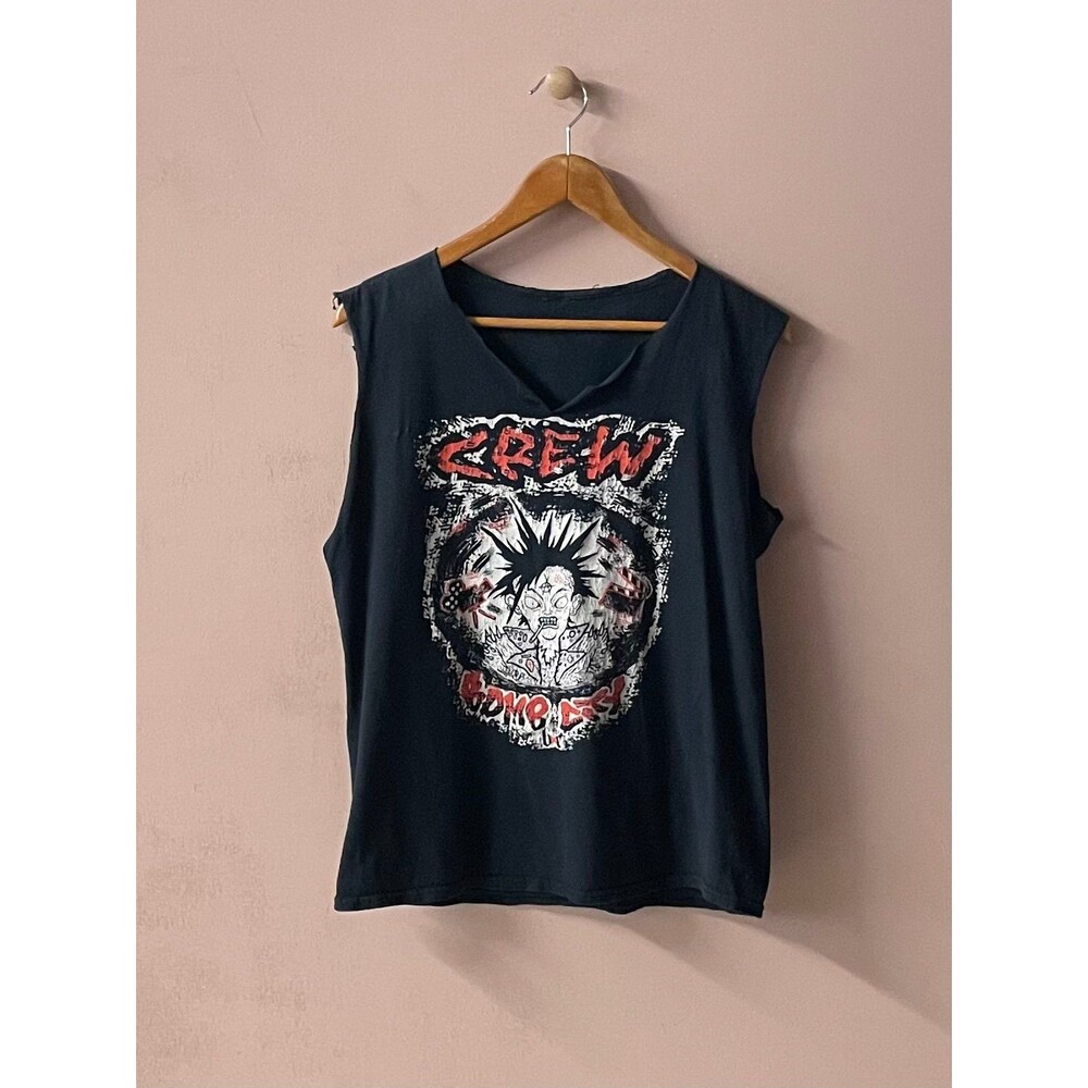 Bomb City Crew Black Anarchy Punk Graphic Tank Size L